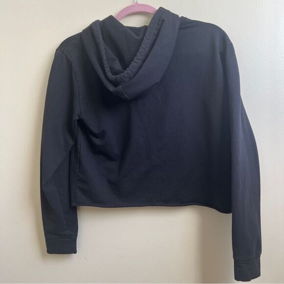 Guess Jeans Hoodie Womens Cropped Black Hooded Sweatshirt Size XS Y2K - Picture 2 of 4